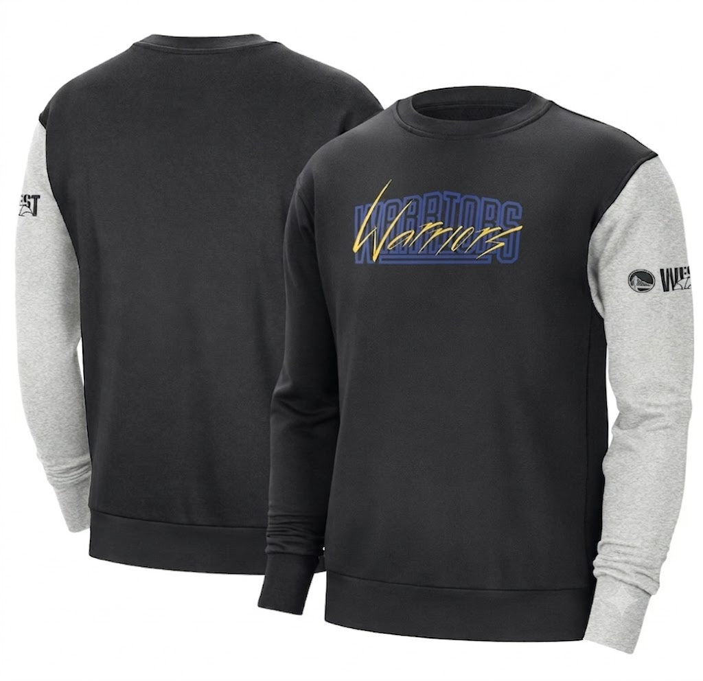 Golden State Warriors Nike Courtside Versus Force & Flight Pullover Sweatshirt - Black/Heather Gray