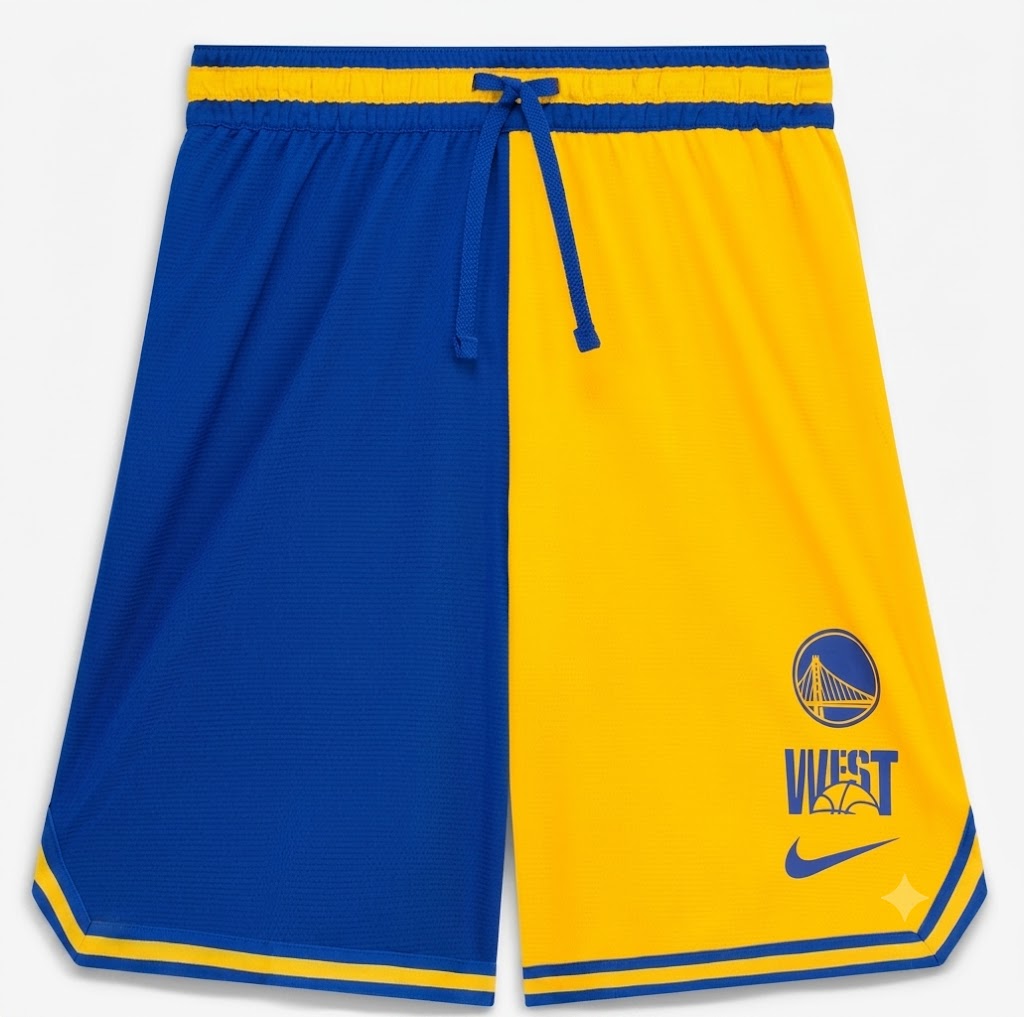 Golden State Warriors Nike Courtside Versus Force Split DNA Performance Shorts - Gold/Royal