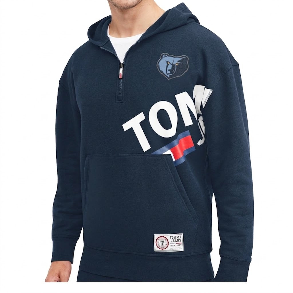 Memphis Grizzlies Tommy Jeans Bernard Half-Zip Hoodie - Navy
