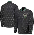 Milwaukee Bucks Starter In-Field Play Fashion Satin Full-Zip Varsity Jacket - Black