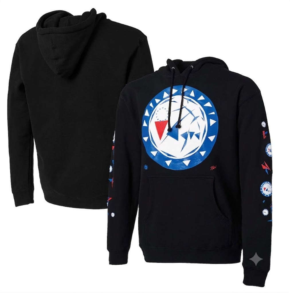 Philadelphia 76ers NBA x Naturel No Caller ID Pullover Hoodie - Black
