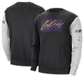 Los Angeles Lakers Nike Courtside Versus Force & Flight Pullover Sweatshirt - Black/Heather Gray