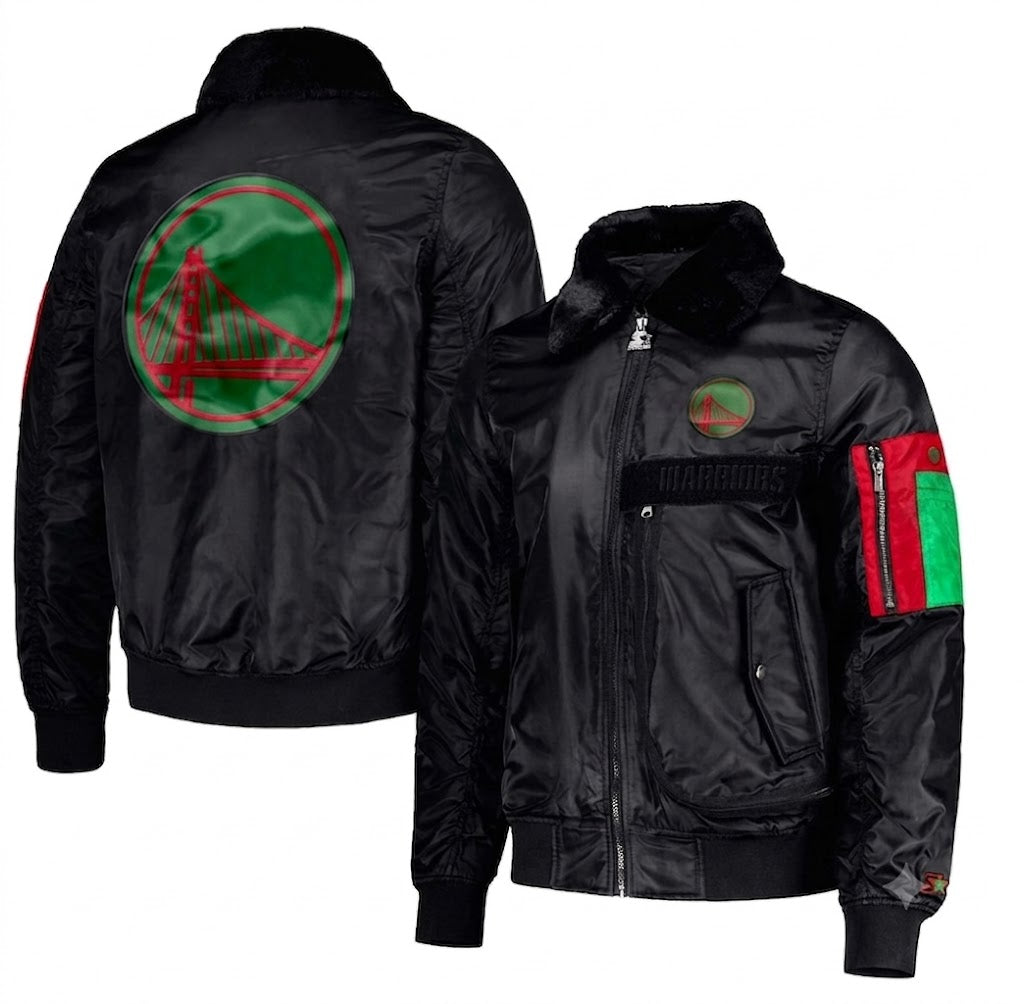 Golden State Warriors Starter x Ty Mopkins Black History Month Satin Full-Zip Jacket - Black