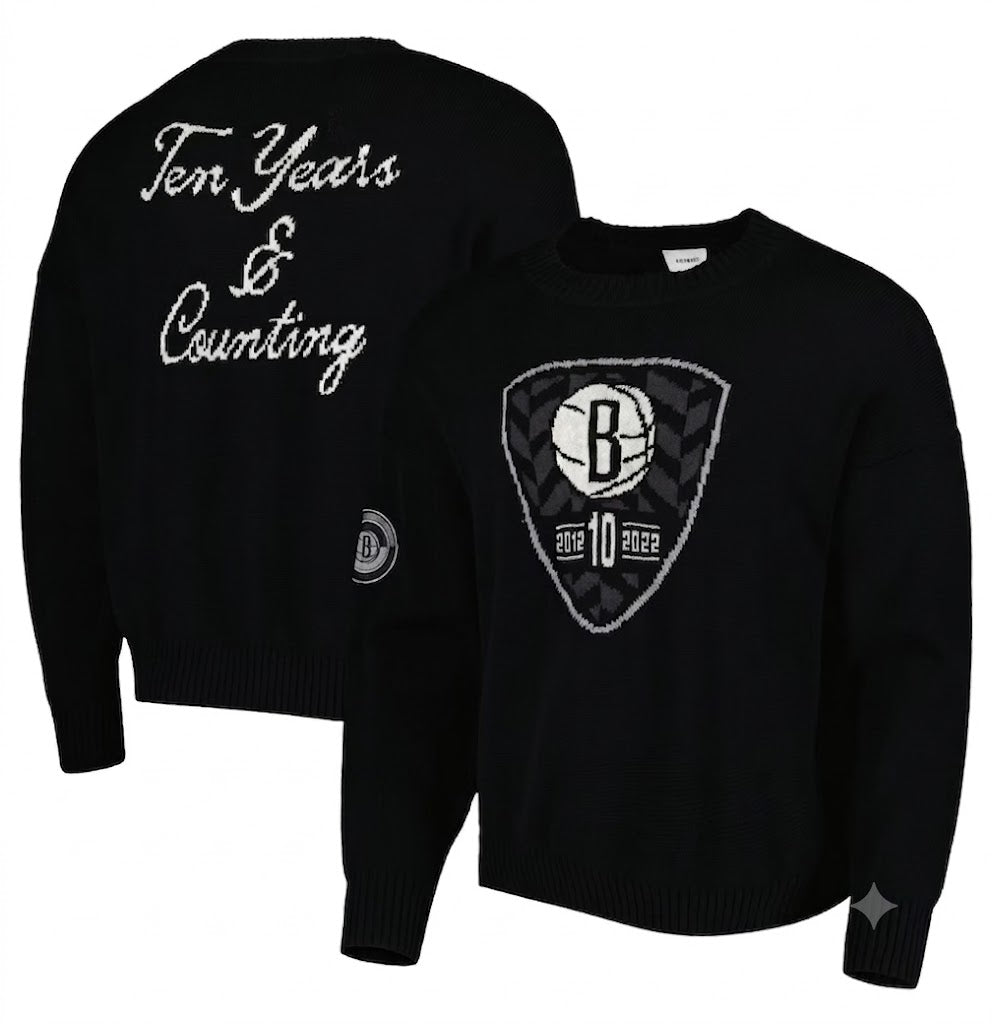 Brooklyn Nets AUTHMADE 10th Anniversary Pullover Sweater - Black