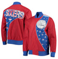 Philadelphia 76ers Mitchell & Ness Hardwood Classics 75th Anniversary Authentic Warmup Full-Snap Jacket - Red