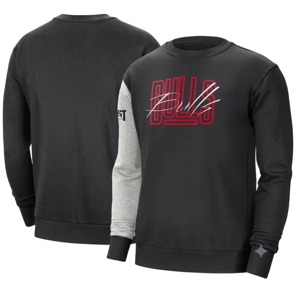 Chicago Bulls Nike Courtside Versus Force & Flight Pullover Sweatshirt - Black/Heather Gray