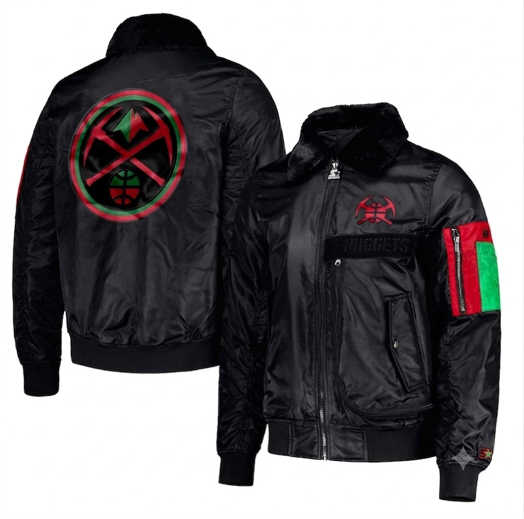 Denver Nuggets Starter x Ty Mopkins Black History Month Satin Full-Zip Jacket - Black