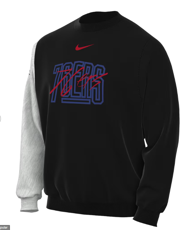 Philadelphia 76ers Nike Courtside Versus Force & Flight Pullover Sweatshirt - Black/Heather Gray