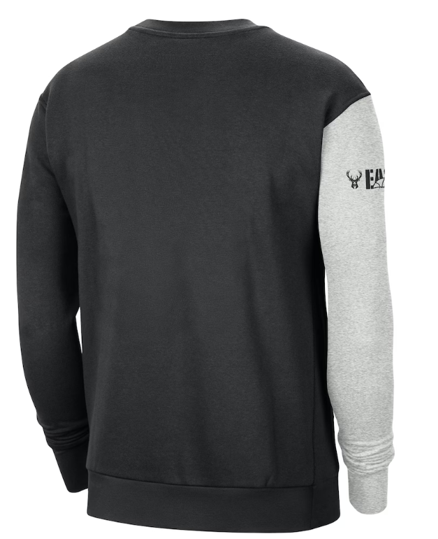 Milwaukee Bucks Nike Courtside Versus Force & Flight Pullover Sweatshirt - Black/Heather Gray