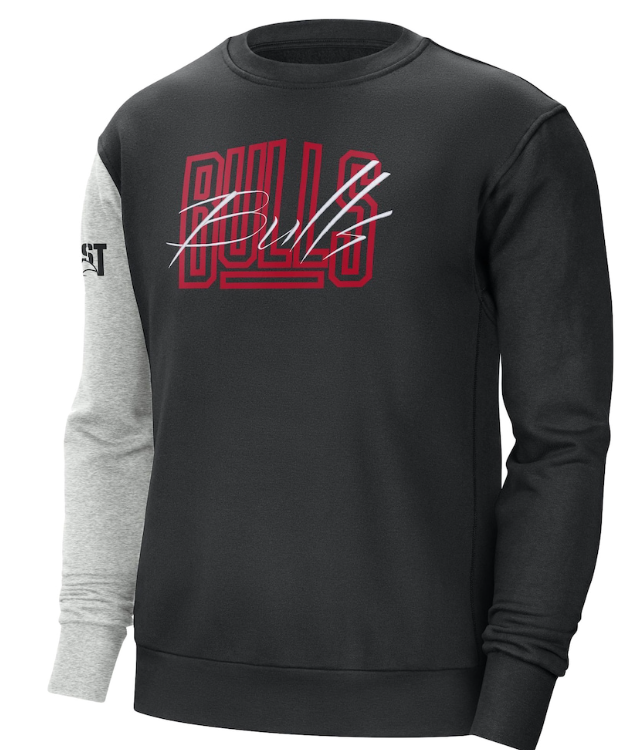 Chicago Bulls Nike Courtside Versus Force & Flight Pullover Sweatshirt - Black/Heather Gray