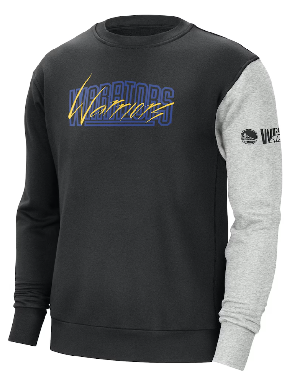 Golden State Warriors Nike Courtside Versus Force & Flight Pullover Sweatshirt - Black/Heather Gray