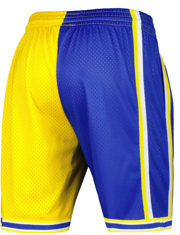 Golden State Warriors Mitchell & Ness Hardwood Classics 1995 Split Swingman Shorts - Royal/Gold