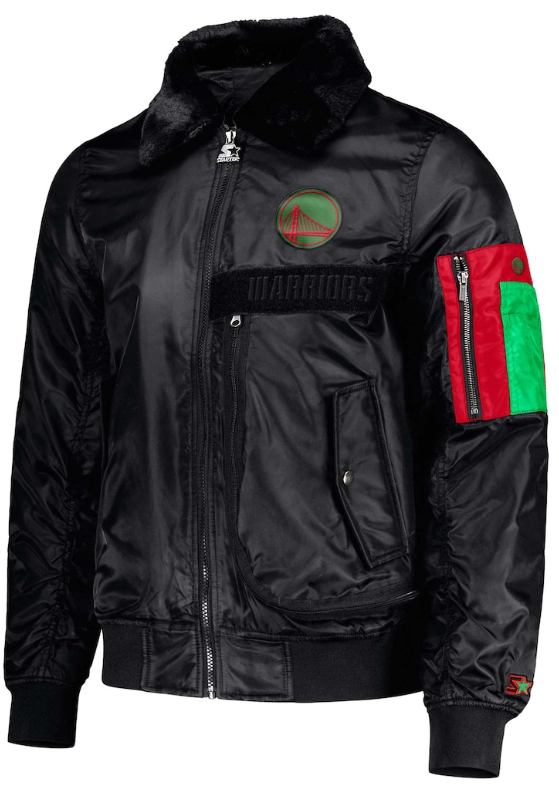 Golden State Warriors Starter x Ty Mopkins Black History Month Satin Full-Zip Jacket - Black