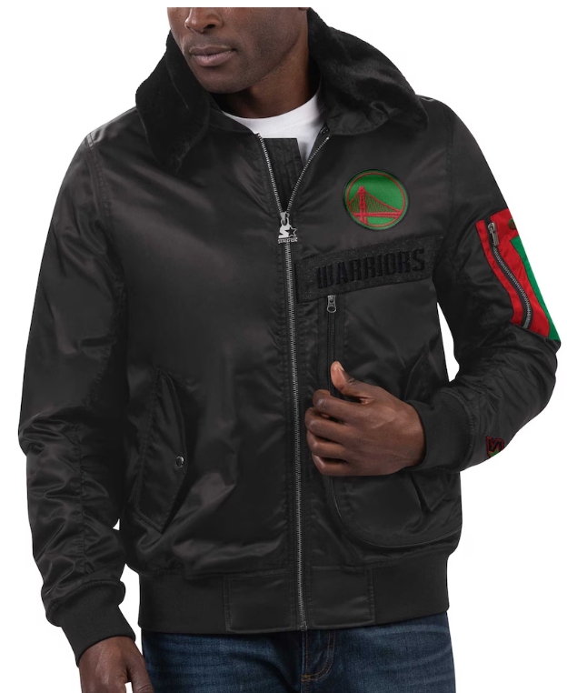 Golden State Warriors Starter x Ty Mopkins Black History Month Satin Full-Zip Jacket - Black