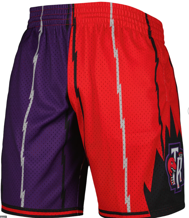 Toronto Raptors Mitchell & Ness Hardwood Classics 1998 Split Swingman Shorts - Purple/Red