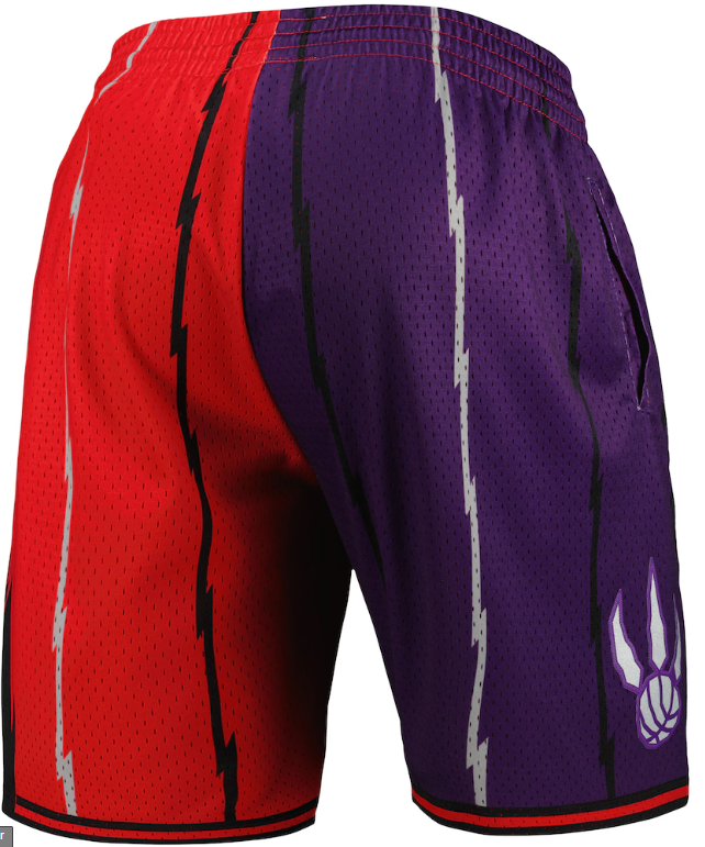 Toronto Raptors Mitchell & Ness Hardwood Classics 1998 Split Swingman Shorts - Purple/Red