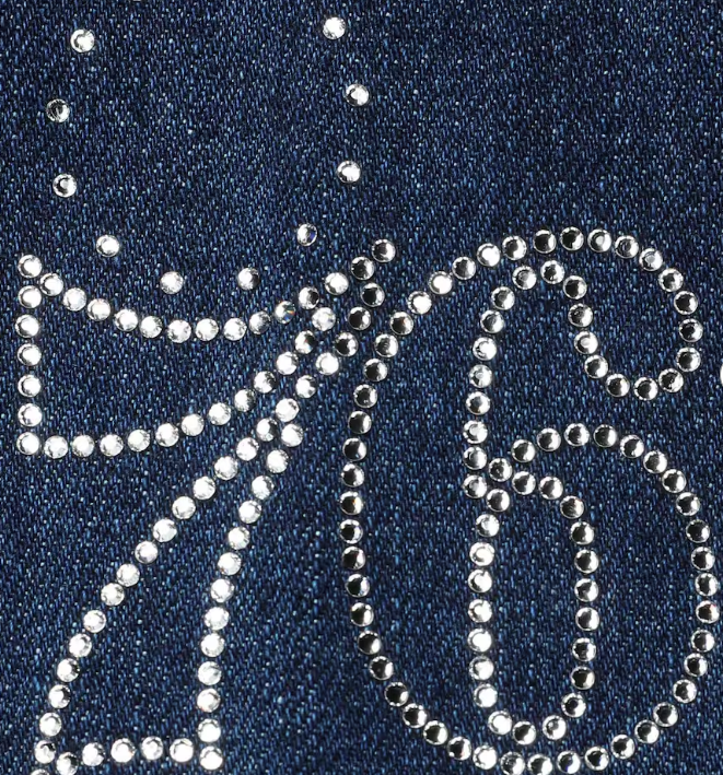 Philadelphia 76ers Lusso Women's Georgie Swarovski Crystals Button-Up Denim Jacket - Blue