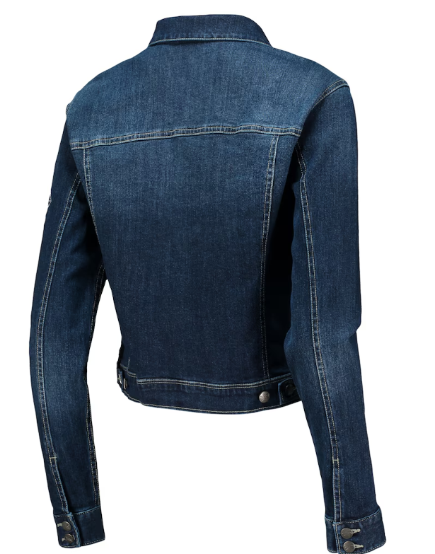 Miami Heat Lusso Women's Georgie Swarovski Crystals Button-Up Denim Jacket - Blue