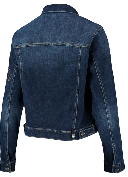 Brooklyn Nets Lusso Women's Georgie Swarovski Crystals Button-Up Denim Jacket - Blue