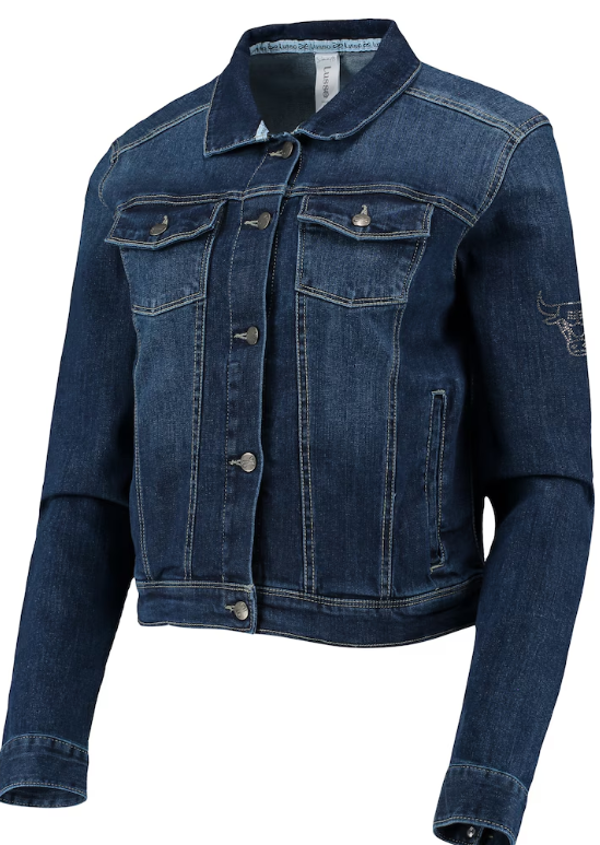 Chicago Bulls Lusso Women's Georgie Swarovski Crystals Button-Up Denim Jacket - Blue