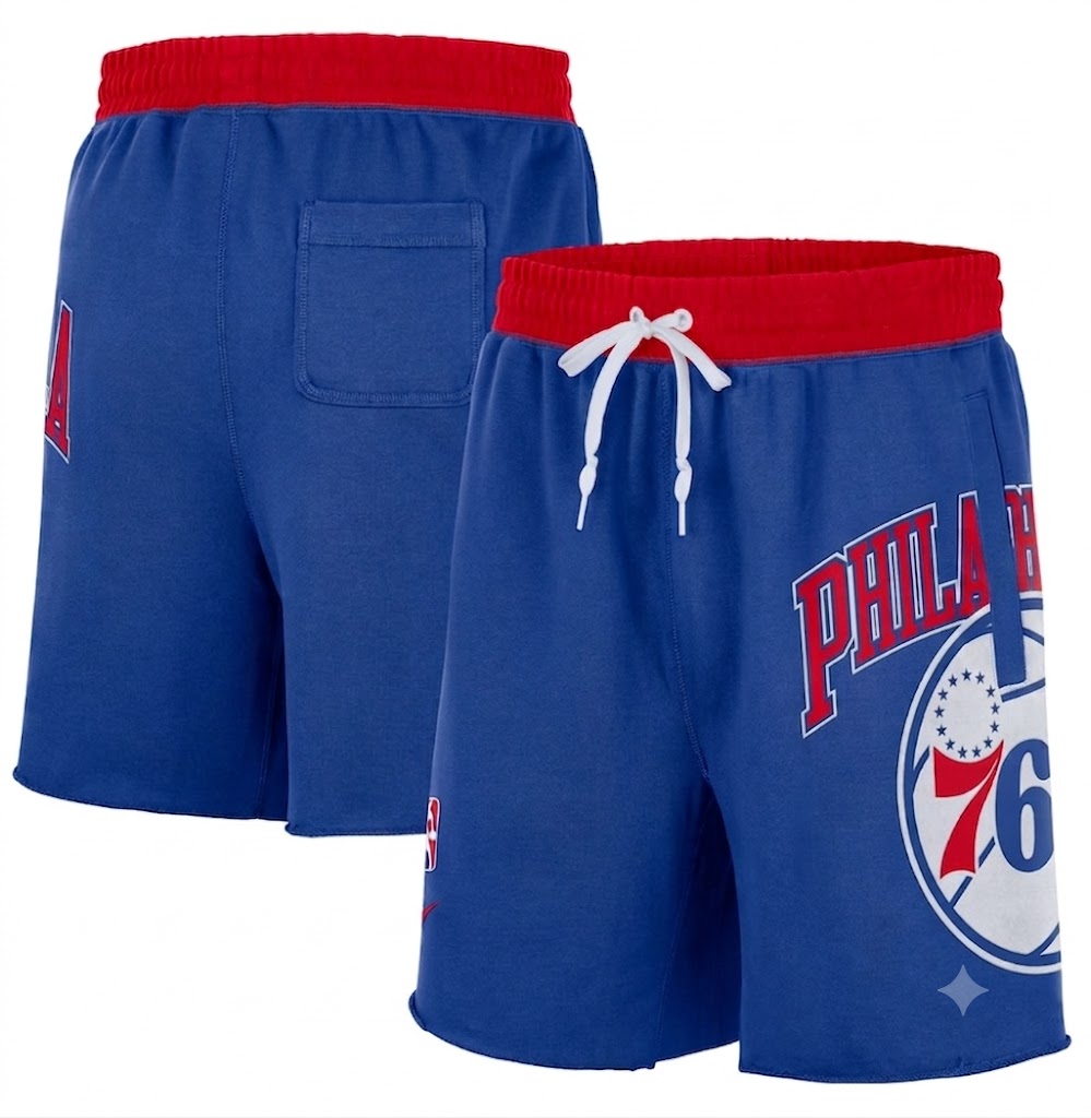 Philadelphia 76ers Nike 75th Anniversary Courtside Fleece Shorts - Royal