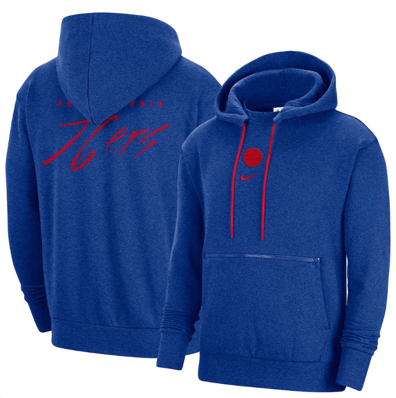 Philadelphia 76ers Nike Courtside Versus Flight Pullover Hoodie - Heather Royal