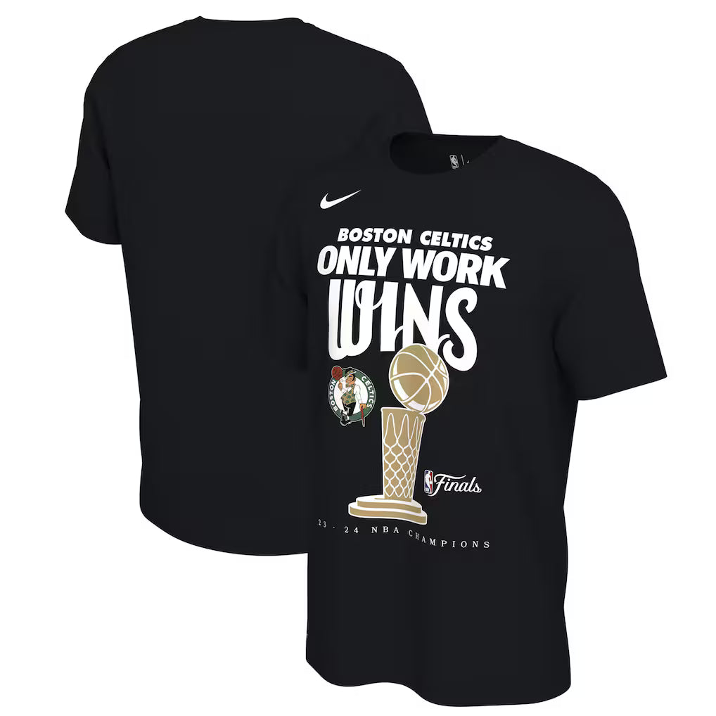 Boston Celtics Nike 2024 NBA Finals Champions Celebration Trophy T-Shirt - Black