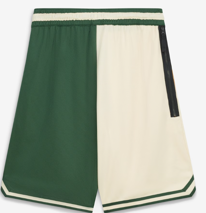 Milwaukee Bucks Nike Courtside Versus Force Split DNA Performance Shorts - Hunter Green/Cream